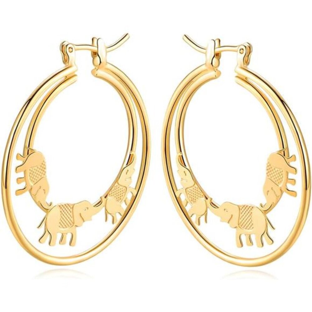 Elephant Hoop Earrings For Women